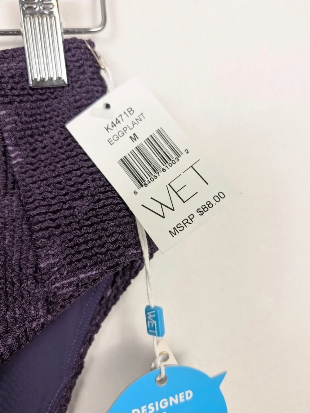 WET Swimwear Bikini Bottom M Eggplant Purple High Waist Swim Bottom NWT